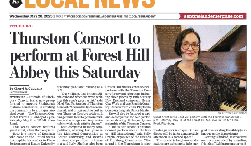 Thurston Consort to perform at Forest Hill Abbey this Saturday